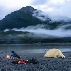 Big Agnes Fly Creek HV UL2 Bikepack Solution Dye Tent -Sleeping Bags Shop opplanet big agnes fly creek hv ul2 bikepack solution dye tent yellow greige 2 person thvfcbp222 usage 3